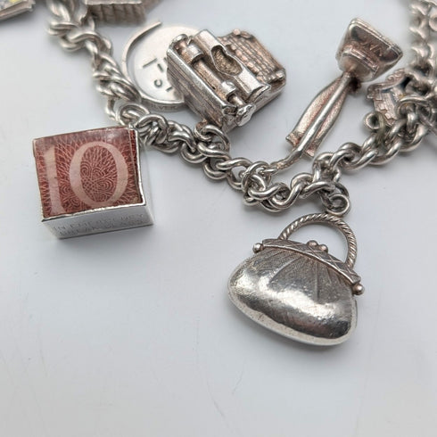 英國復古純銀手鍊,48克,掛鎖扣