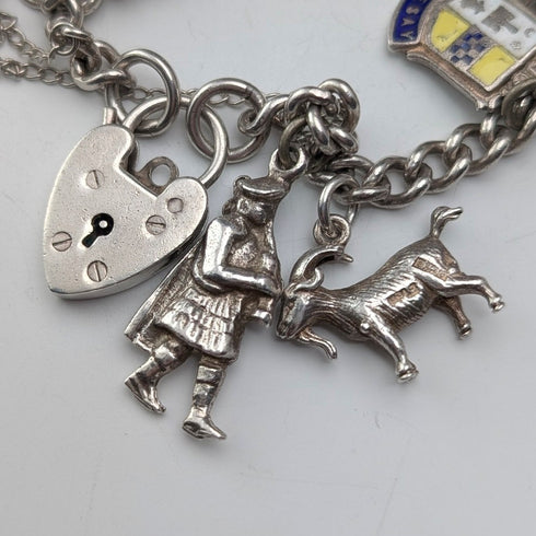 英國復古純銀手鍊,48克,掛鎖扣