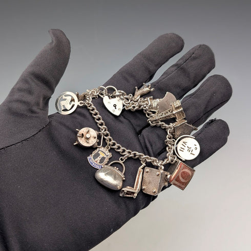 英國復古純銀手鍊,48克,掛鎖扣