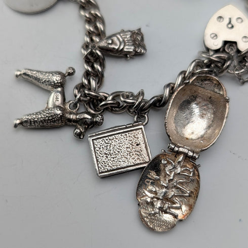 1962 年英國復古純銀手鍊,48 克,帶掛鎖扣,WJS