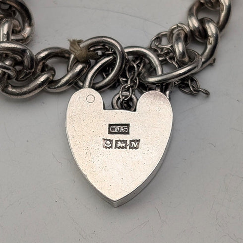 1962 年英國復古純銀手鍊,48 克,帶掛鎖扣,WJS