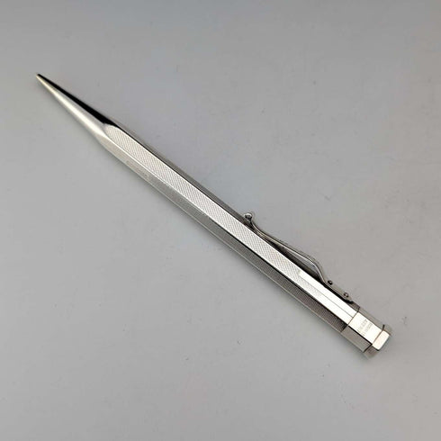 British Vintage Yard O' Red Rolled Silver Push-Pull Pencil Hexagon Paper Box