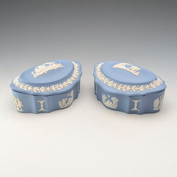 British Vintage Wedgwood Jasperware Box Pair, Pale Blue
