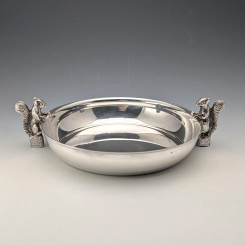 Vintage British silver plate squirrel decorated round large dish Viners