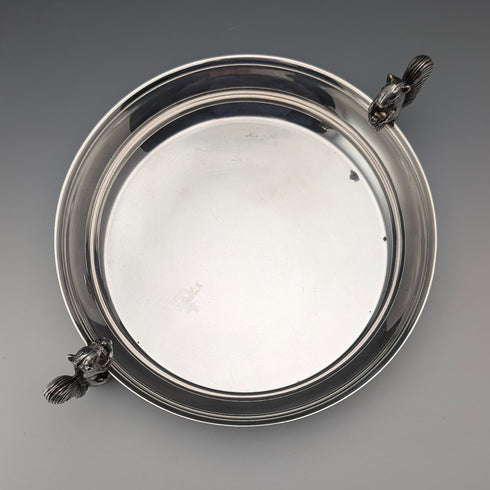 Vintage British silver plate squirrel decorated round large dish Viners