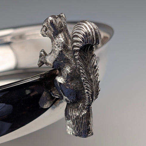 Vintage British silver plate squirrel decorated round large dish Viners