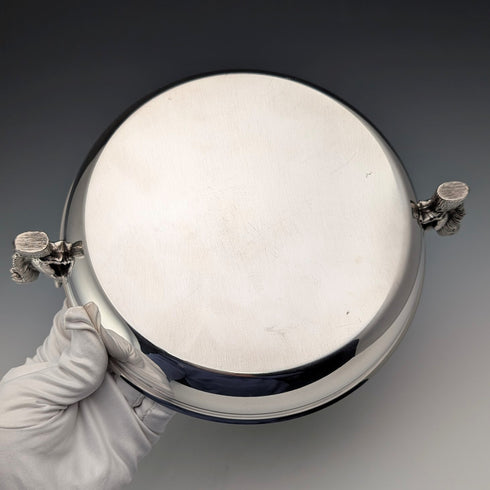 Vintage British silver plate squirrel decorated round large dish Viners