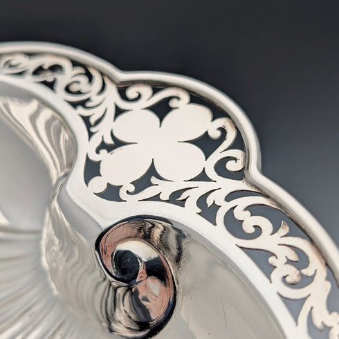 Vintage British silver plate large shell dish pair