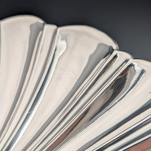 Vintage British silver plate large shell dish pair