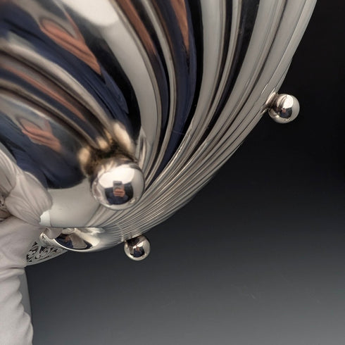 Vintage British silver plate large shell dish pair