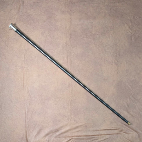 1920年 英国アンティーク ブラックシャフト 純銀製 丸ハンドル ステッキ 杖 88cm Ebenezer Newman