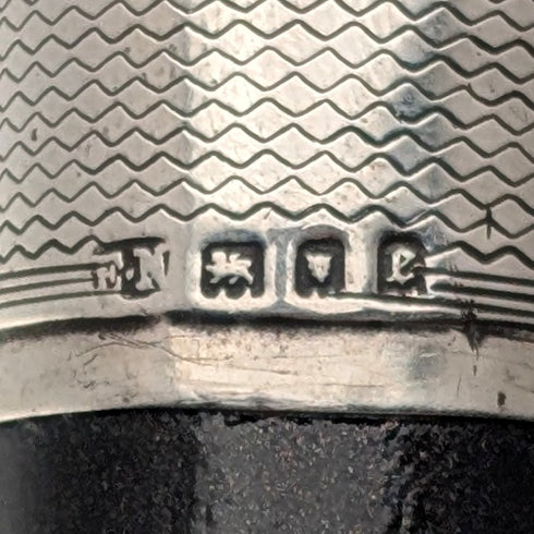 1920年 英国アンティーク ブラックシャフト 純銀製 丸ハンドル ステッキ 杖 88cm Ebenezer Newman