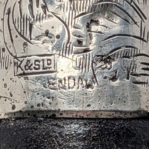 1944 British vintage black shaft curved handle pure silver decorated walking stick 83cm K&SLD