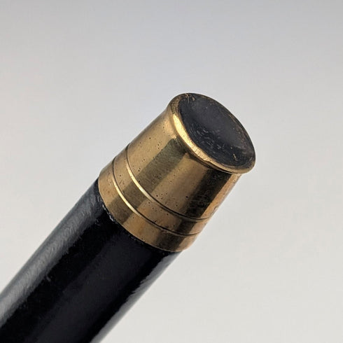 1944 British vintage black shaft curved handle pure silver decorated walking stick 83cm K&SLD