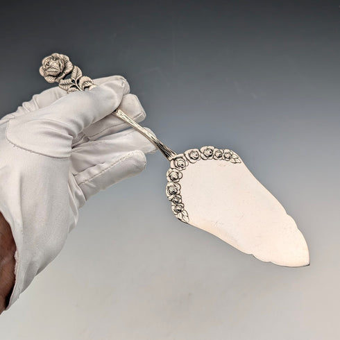 German Vintage Continental Silver Pastry Server 50g with Rose Decoration