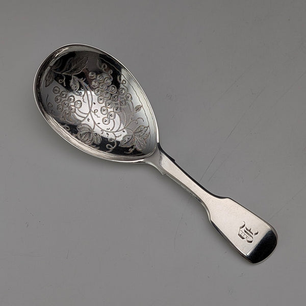 1836 British antique sterling silver tea caddy spoon, 11g, John, Henry & Charles Lias