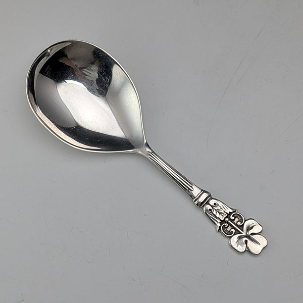 1982 British vintage sterling silver tea caddy spoon 13g with clover decoration JB Chatterley