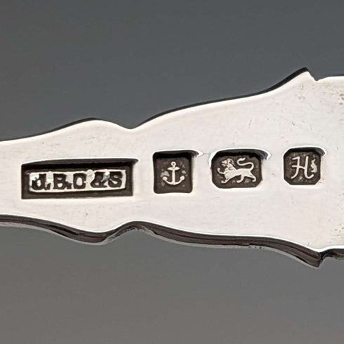 1982 British vintage sterling silver tea caddy spoon 13g with clover decoration JB Chatterley