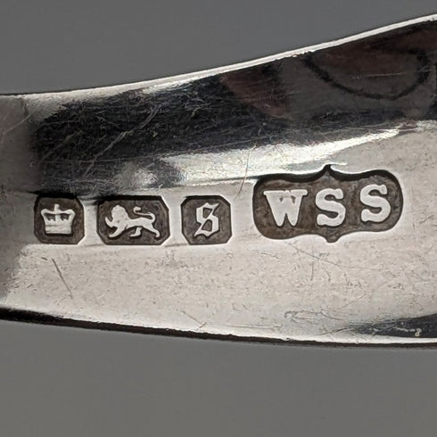 1910 British antique sterling silver small tea caddy spoon 11g WS Savage