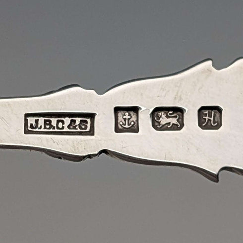1982 British vintage sterling silver tea caddy spoon, 13g, rose decoration, JB Chatterley