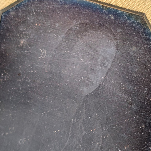 アンティーク レザー張りケース入り ダゲレオタイプ ペア