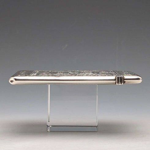 1881 British Antique Shakespeare Engraved Sterling Silver Card Case 77g George Unite