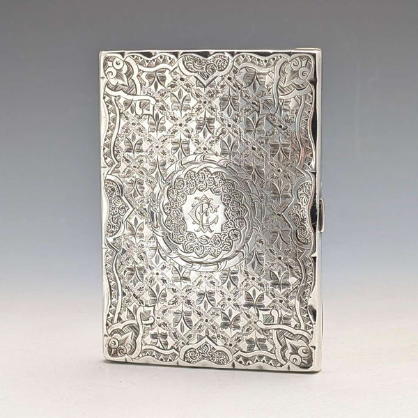 1875年 英国アンティーク 純銀製 両開き型カードケース 75g Frederick Marson