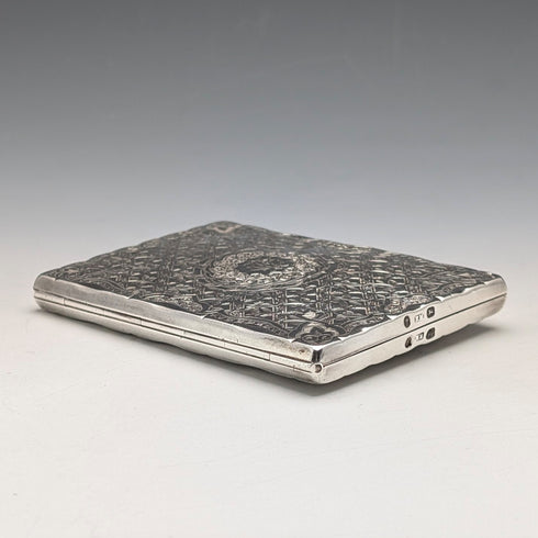 1875年 英国アンティーク 純銀製 両開き型カードケース 75g Frederick Marson