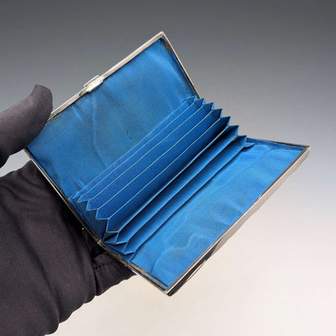 1875 British antique sterling silver double door card case 75g Frederick Marson