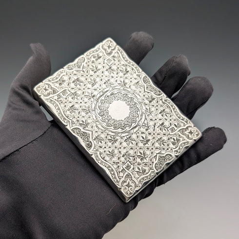 1875年 英国アンティーク 純銀製 両開き型カードケース 75g Frederick Marson