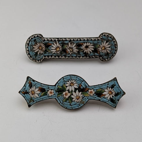 ヴィンテージ マイクロモザイク ブローチペア フローラル装飾