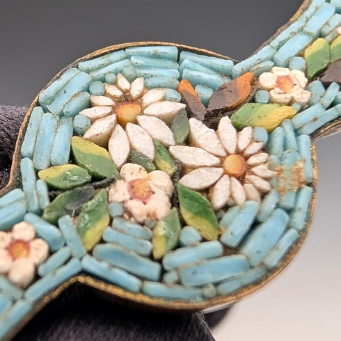 ヴィンテージ マイクロモザイク ブローチペア フローラル装飾