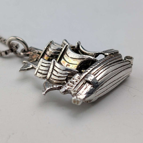 Vintage sailboat pendant with sterling silver necklace