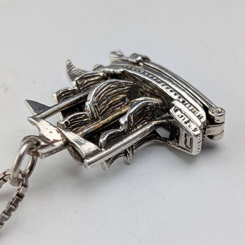 Vintage sailboat pendant with sterling silver necklace