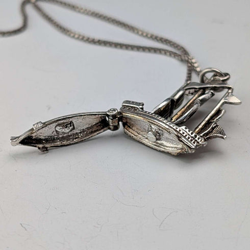 Vintage sailboat pendant with sterling silver necklace