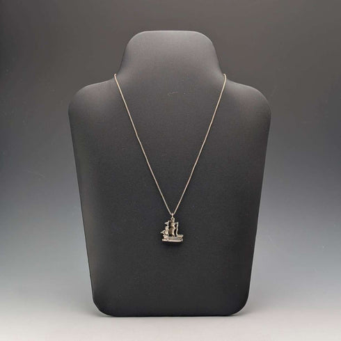 Vintage sailboat pendant with sterling silver necklace