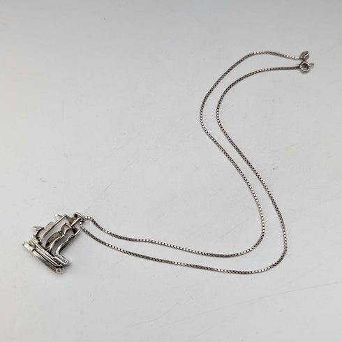 Vintage sailboat pendant with sterling silver necklace