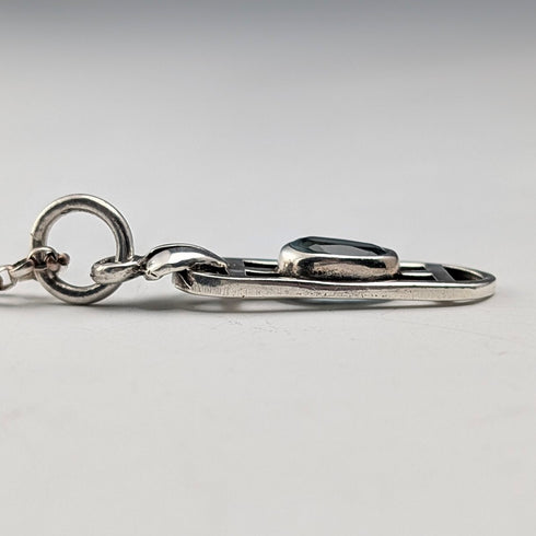 復古純銀和藍寶石吊墜,搭配純銀項鍊