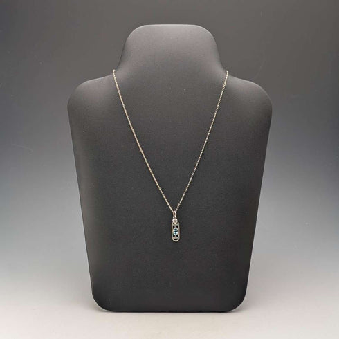復古純銀和藍寶石吊墜,搭配純銀項鍊