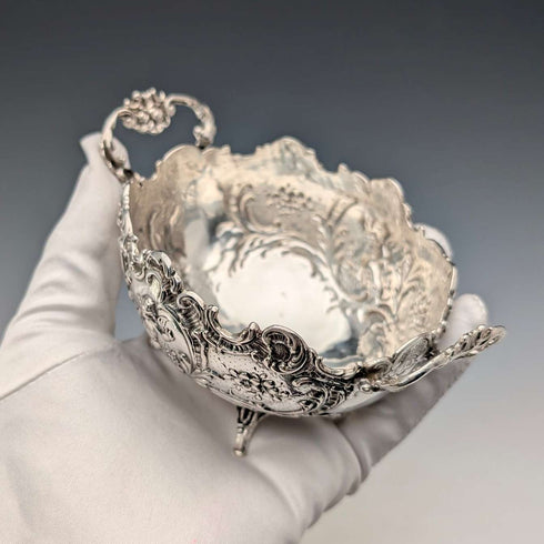 1900年頃 ドイツアンティーク 800シルバー製 2ハンドルボウル 140g