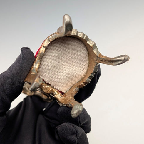 1920年代 アンティーク 真鍮製 椅子型 懐中時計ホルダー レッドベロアシート