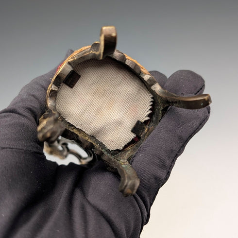 1920年代 アンティーク 真鍮製 椅子型 懐中時計ホルダー ボルドーベロアシート