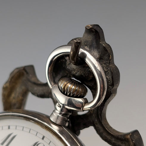 1920年代 アンティーク 真鍮製 椅子型 懐中時計ホルダー イエロー刺繍シート