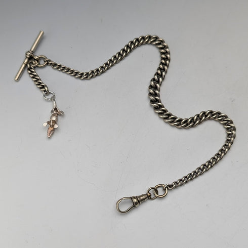 古董鎳銀阿爾伯特鏈鱷魚錶鍊