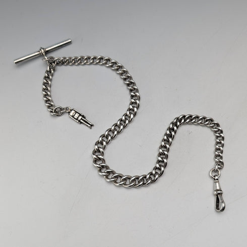 約 1900 年英國古董純銀阿爾伯特鏈 45 克士兵錶鍊