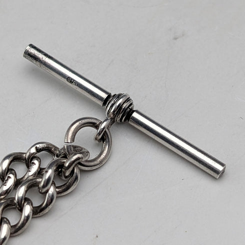 約 1900 年英國古董純銀阿爾伯特鍊 48 克銀幣錶鍊