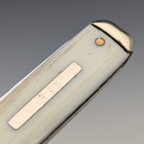 英国ヴィンテージ 象牙風樹脂ハンドル ダブルブレード 折りたたみナイフ