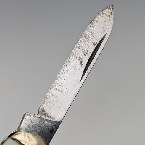 英国ヴィンテージ 象牙風樹脂ハンドル ダブルブレード 折りたたみナイフ