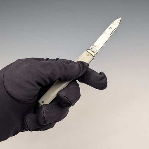 英国ヴィンテージ 象牙風樹脂ハンドル ダブルブレード 折りたたみナイフ