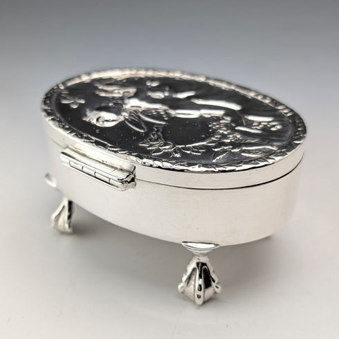 1903 British antique sterling silver jewelry box 111g George Nathan&Ridley Hayes